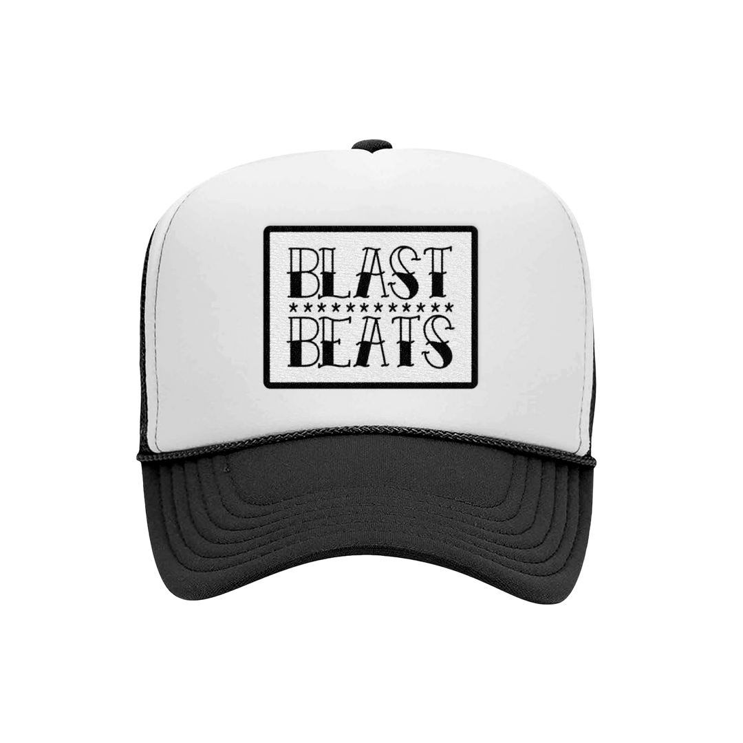 BLAST BEATS TRUCKER HAT - BLACK/WHITE